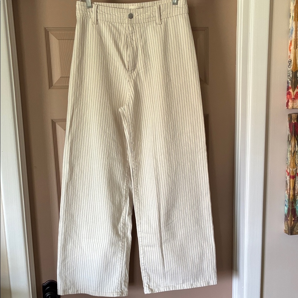 Universal Thread Cream Pinstripe Wide-Leg Chinos